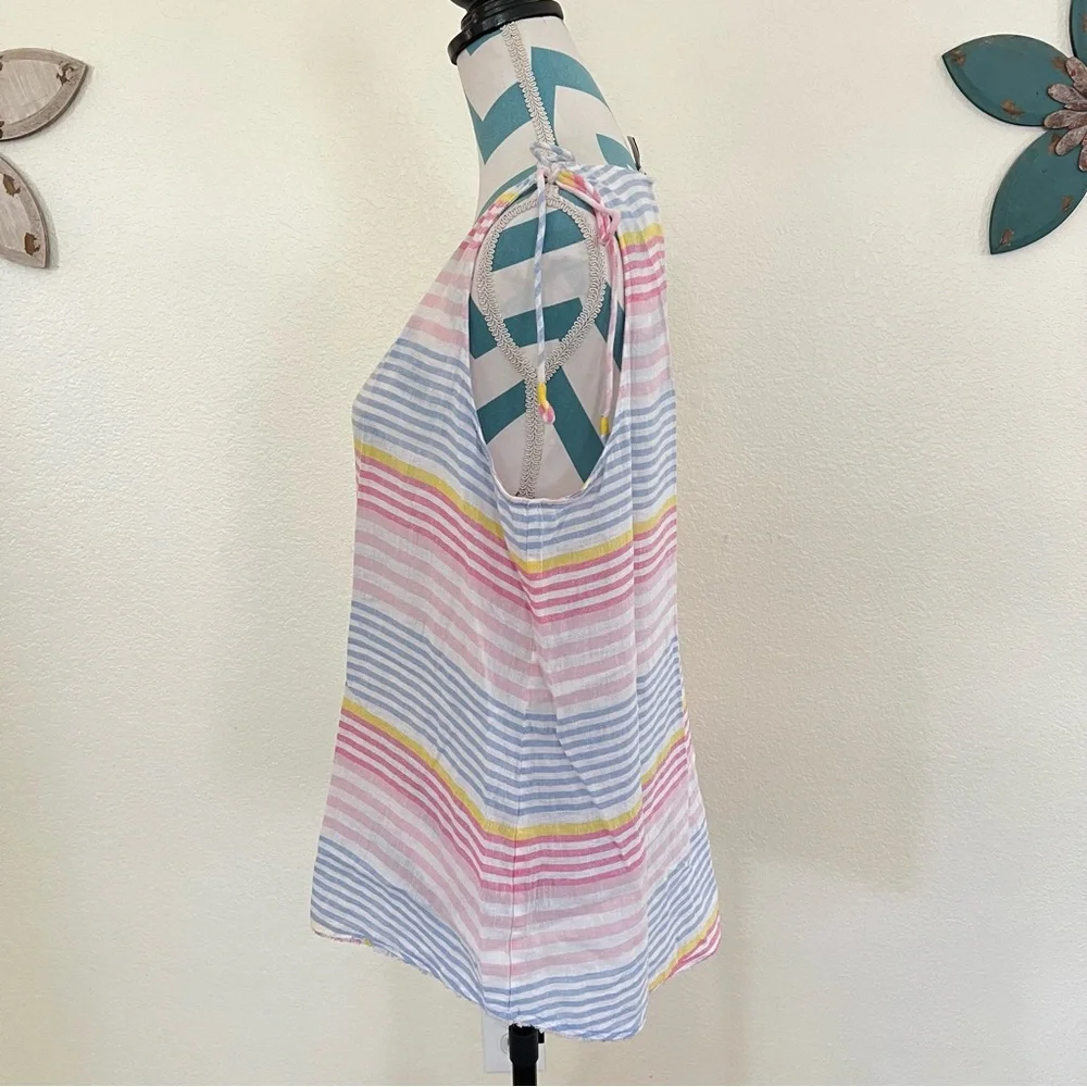 Tommy Bahama Sleeveless V-Neck Tank Striped Linen Blend size Medium - Picture 2 of 12